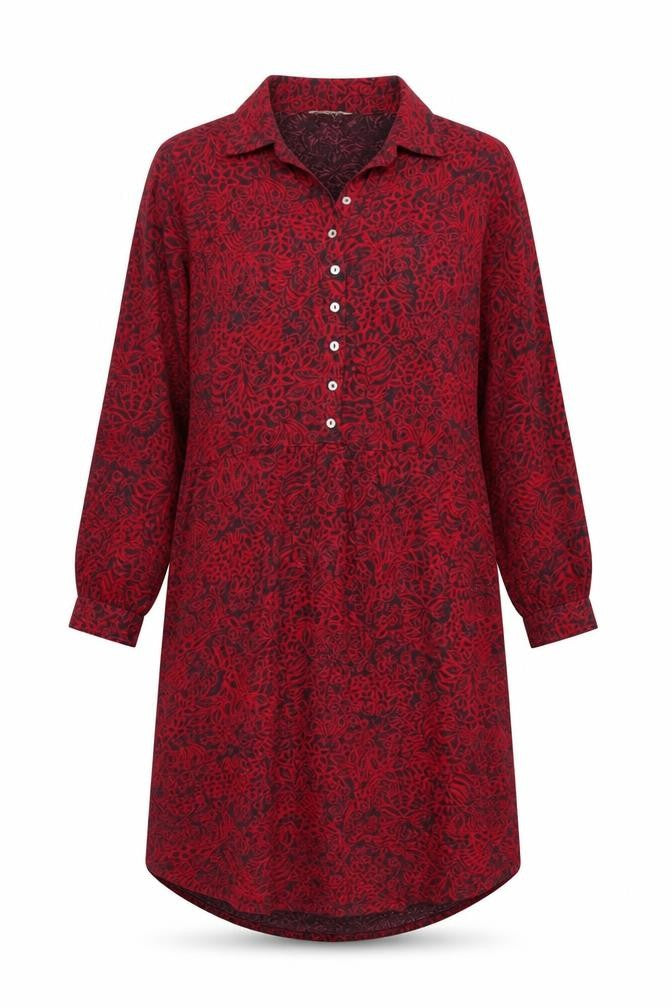Nomads Womens Red Floral Cotton Shirt Dress Size 10