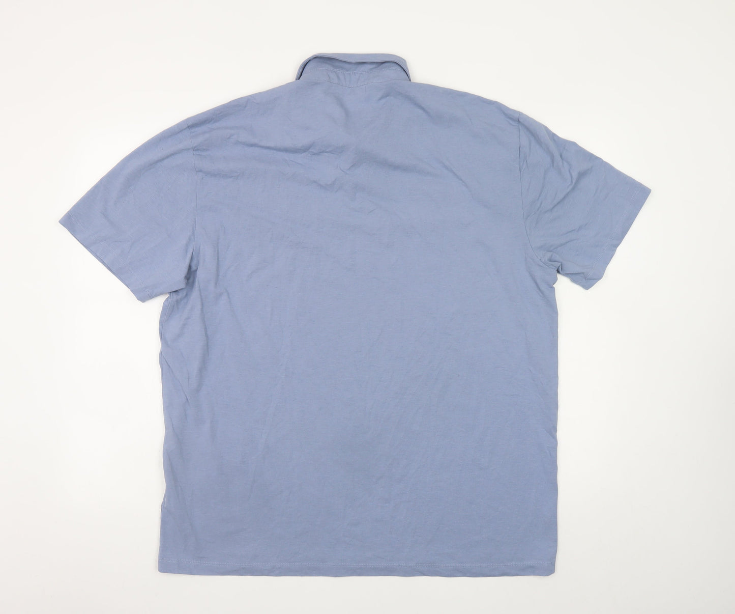 Next Men Blue XL Polo Shirt Cotton Blend Short Sleeve Collared