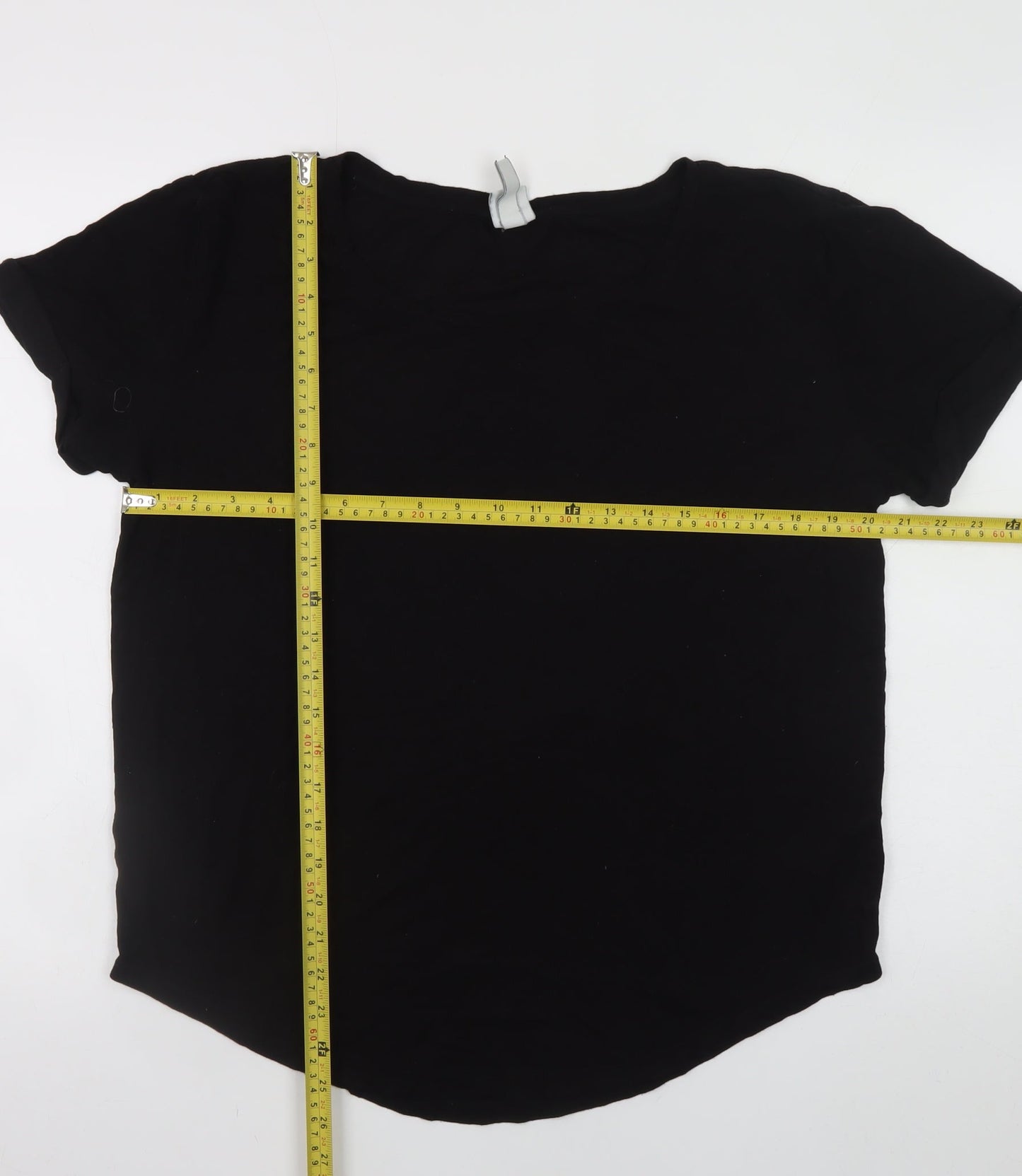 H&M Women Black Basic Short Sleeve Scoop Neck T-Shirt M