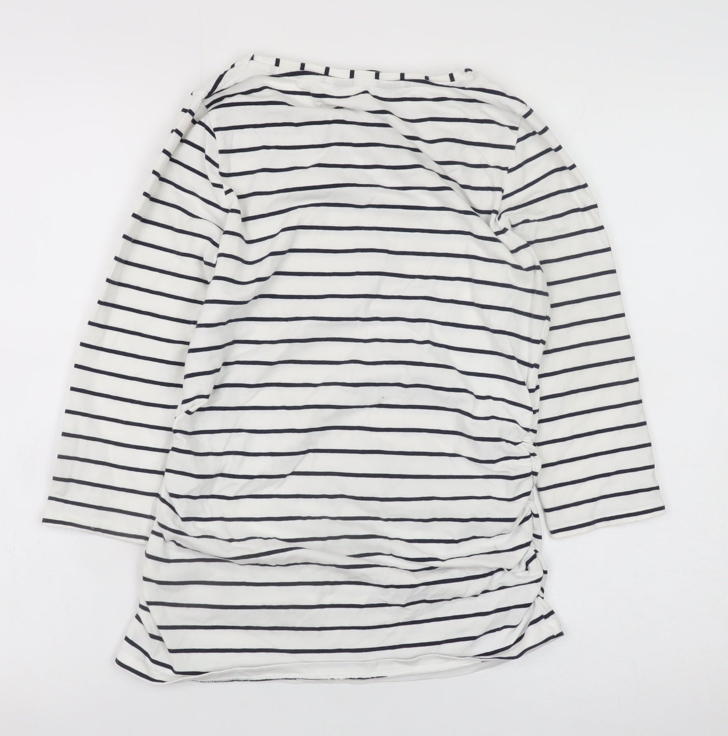 Blooming Marvellous Women’s White Striped 3/4 Sleeve Boat Neck T-Shirt Size S