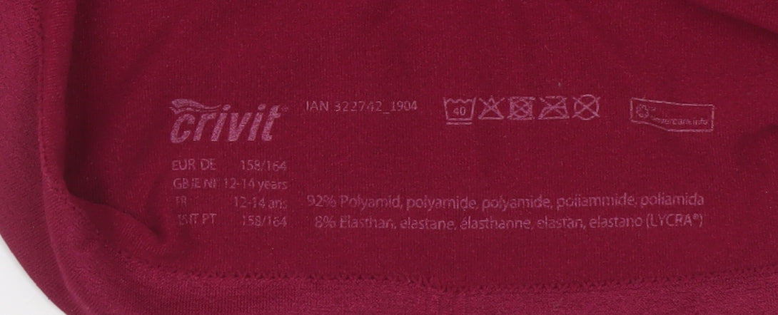 Crivit Girls Burgundy Long Sleeve Basic Top Size 12-14 Years Polyamide Blend