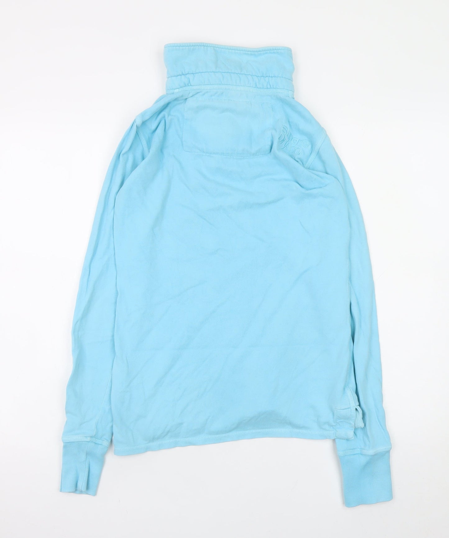 Superdry Men’s Blue Henley Sweatshirt Small High Neck Cotton