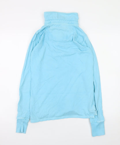 Superdry Men’s Blue Henley Sweatshirt Small High Neck Cotton