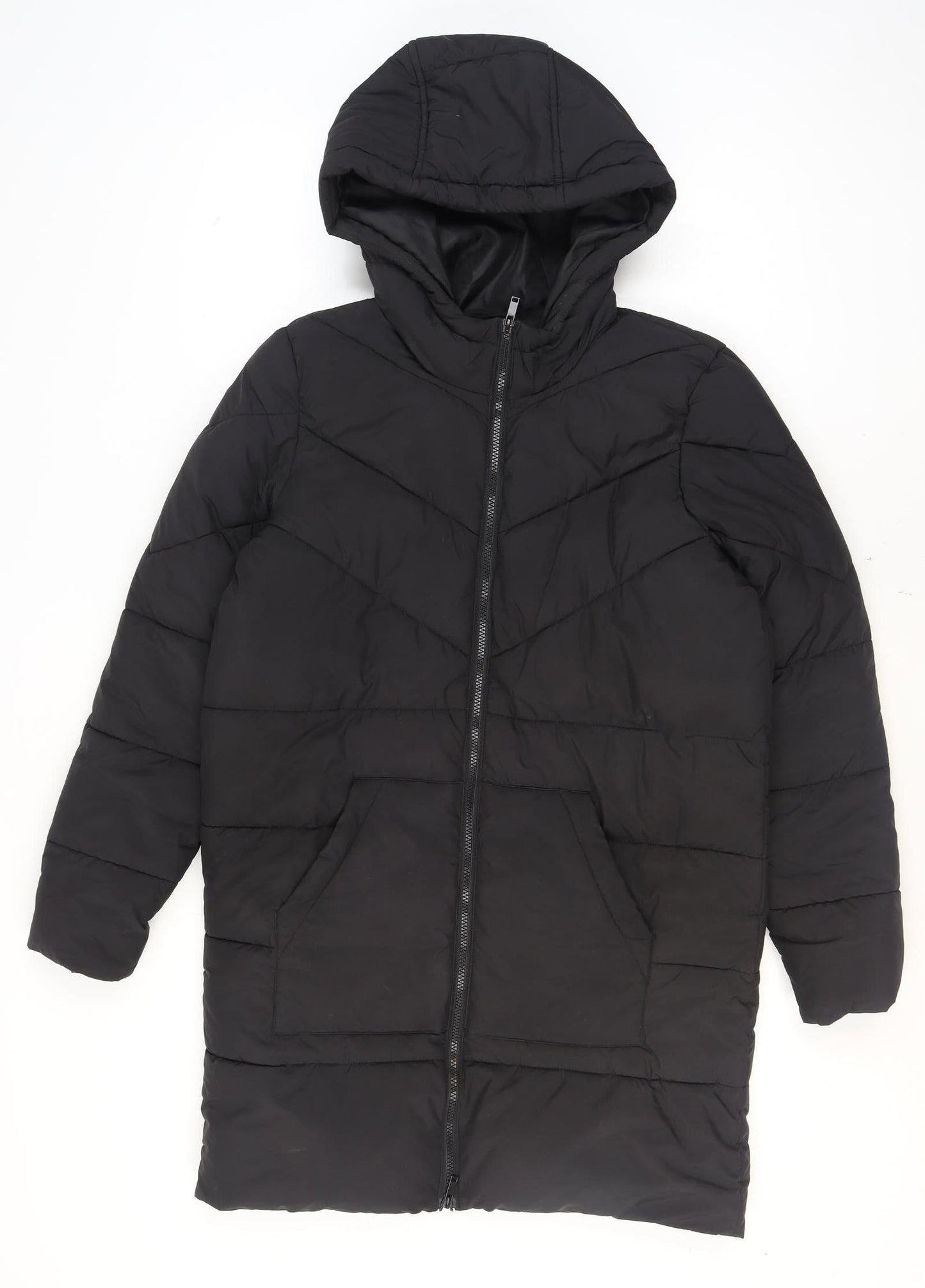 Noisy May Women's Black Long Hooded Puffer Coat Size M