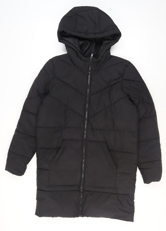 Noisy May Women's Black Long Hooded Puffer Coat Size M