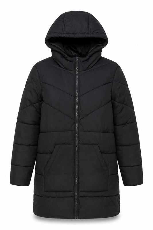 Noisy May Women's Black Long Hooded Puffer Coat Size M