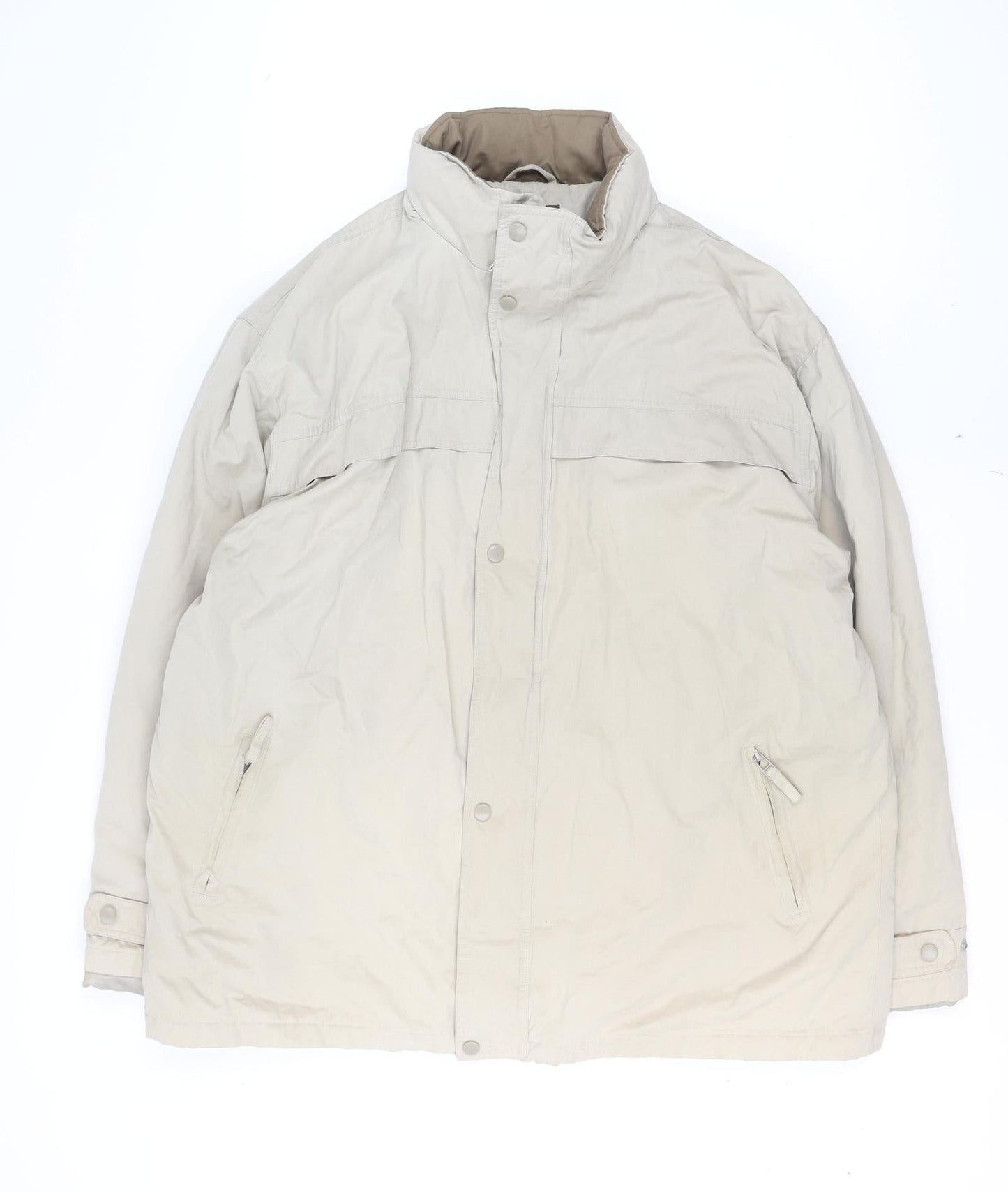 Armando Mens Beige 2XL Parka Jacket Cotton Blend Lined Winter Coat