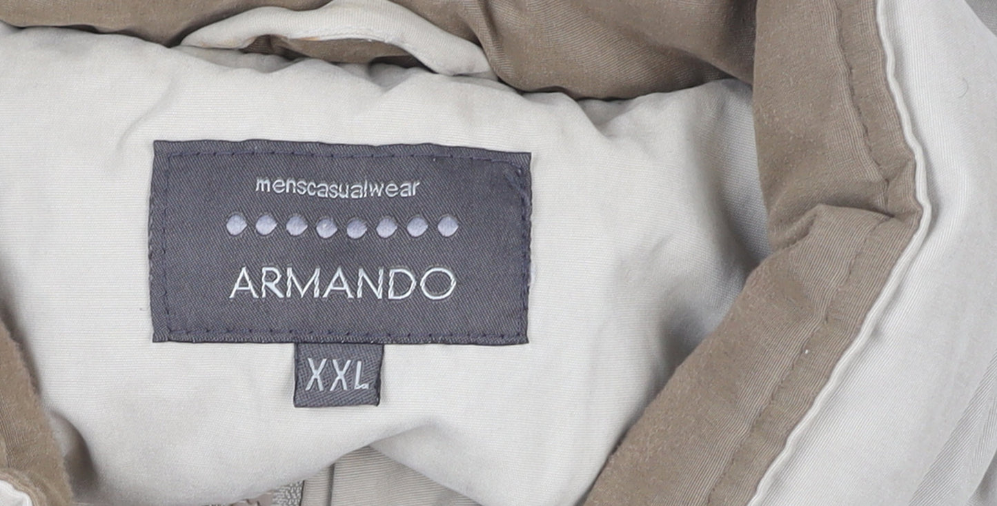 Armando Mens Beige 2XL Parka Jacket Cotton Blend Lined Winter Coat