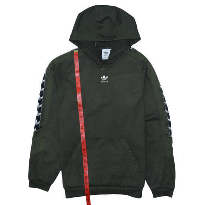 Back view of Adidas men’s green pullover hoodie, size M, regular fit sportswear