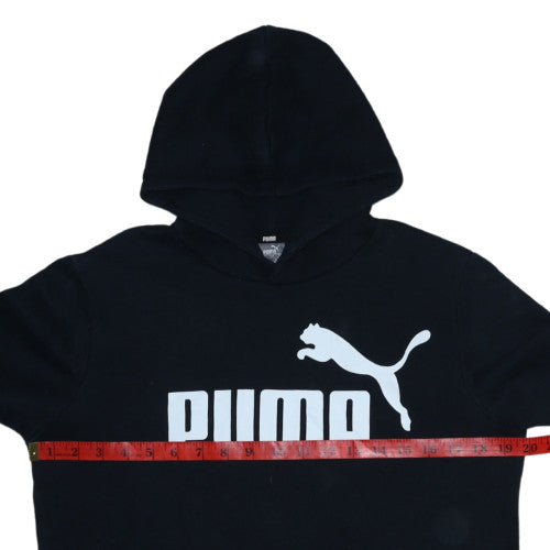 Puma Boys Black Pullover Hoodie Size 15-16 Years Fleece Logo Sweatshirt