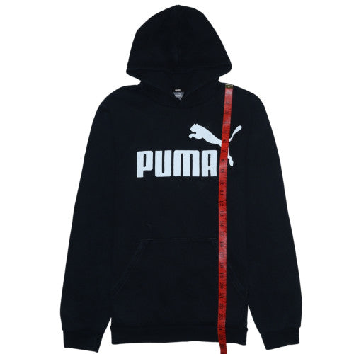 Puma Boys Black Pullover Hoodie Size 15-16 Years Fleece Logo Sweatshirt
