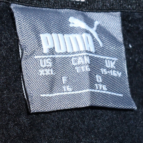 Puma Boys Black Pullover Hoodie Size 15-16 Years Fleece Logo Sweatshirt