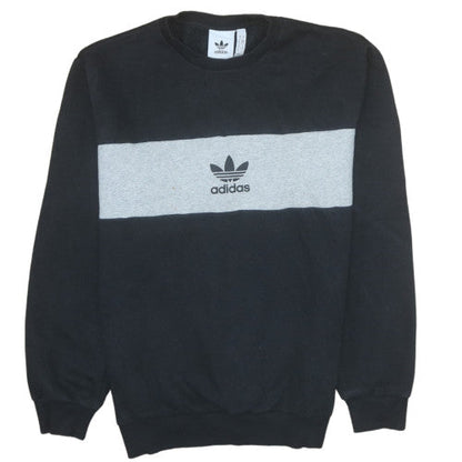 Additional front view of Adidas men’s black grey crew neck logo pullover sweatshirt s