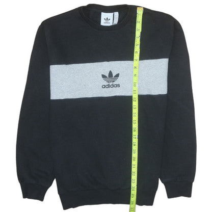 Back view of Adidas men’s black grey crew neck logo pullover sweatshirt s