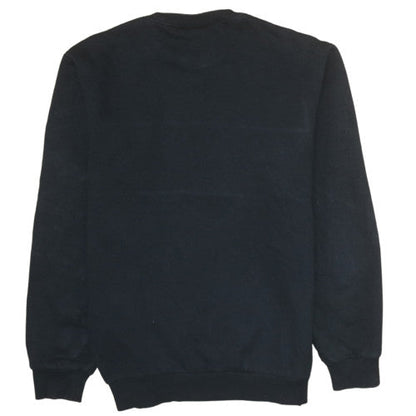 Brand and care label for Adidas men’s black grey crew neck logo pullover sweatshirt s