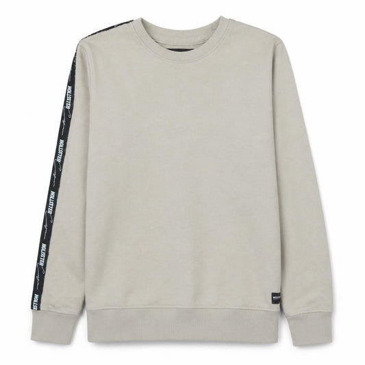 Hollister Men's Beige Crew Neck Logo Trim Pullover Sweatshirt M