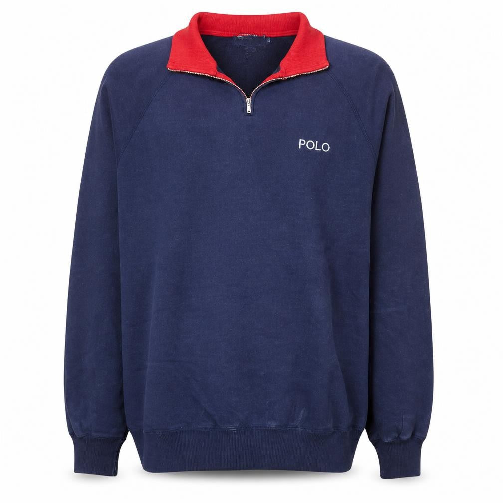 Polo Ralph Lauren Men’s Blue Red 1/4 Zip Sweatshirt Size L