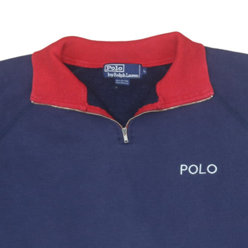 Polo Ralph Lauren Men’s Blue Red 1/4 Zip Sweatshirt Size L
