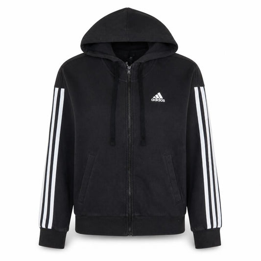 Adidas Womens Black XS Full Zip Hoodie with Logo & Pockets