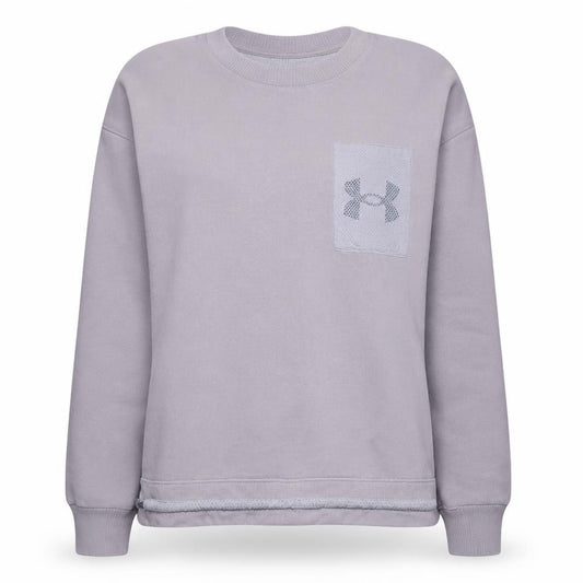 Under Armour Womens Beige Pullover Sweatshirt L Loose Fit Logo Pocket