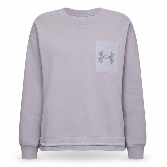 Under Armour Womens Beige Pullover Sweatshirt L Loose Fit Logo Pocket
