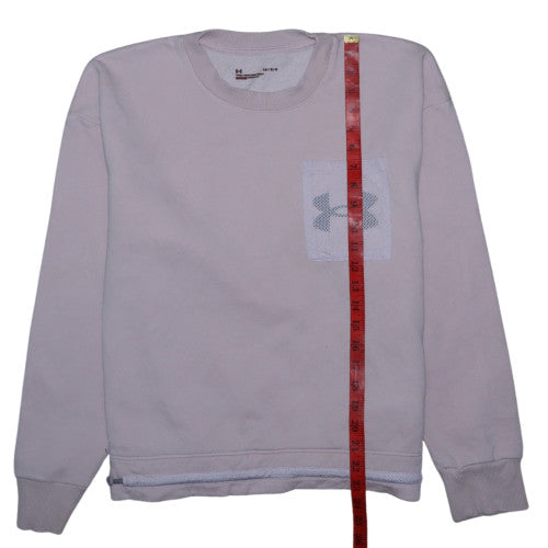Under Armour Womens Beige Pullover Sweatshirt L Loose Fit Logo Pocket