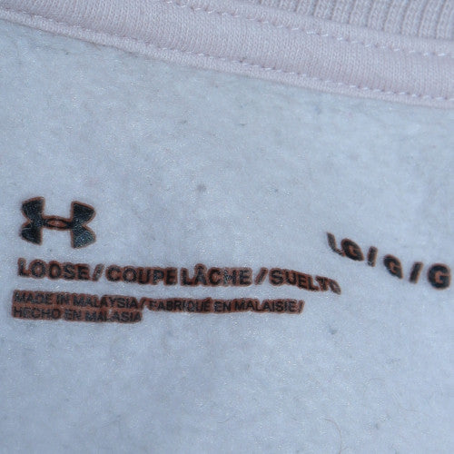 Under Armour Womens Beige Pullover Sweatshirt L Loose Fit Logo Pocket