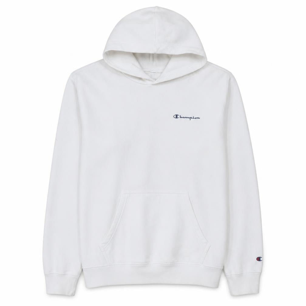 Champion Men’s White Hoodie Medium Pullover Logo Fleece Sweatshirt