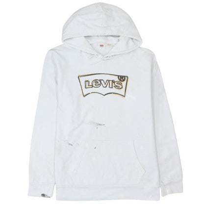 Levi's Men's White Pullover Hoodie L Graphic Logo Cotton