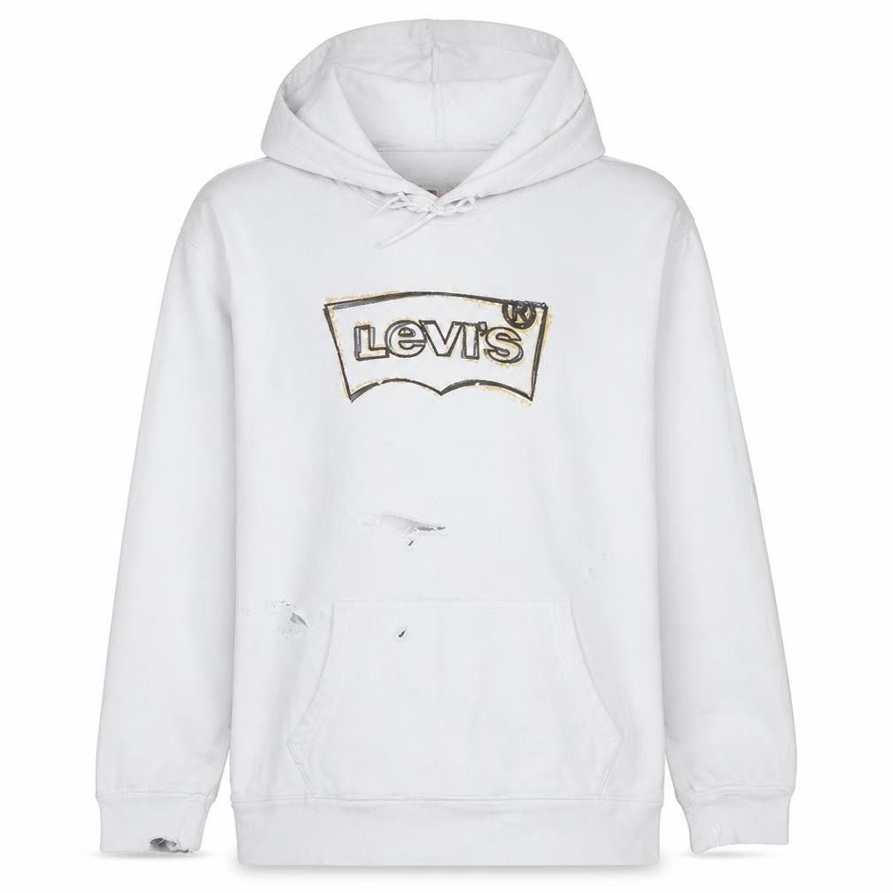 Levi's Men's White Pullover Hoodie L Graphic Logo Cotton
