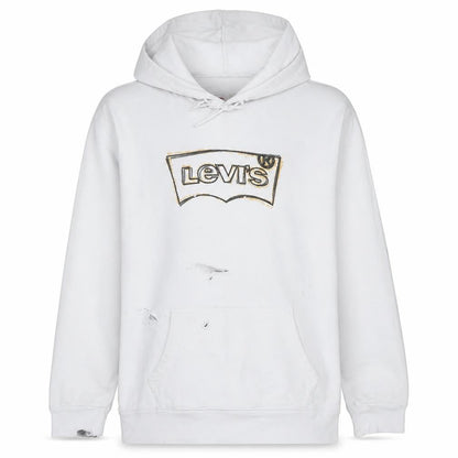 Levi's Men's White Pullover Hoodie L Graphic Logo Cotton