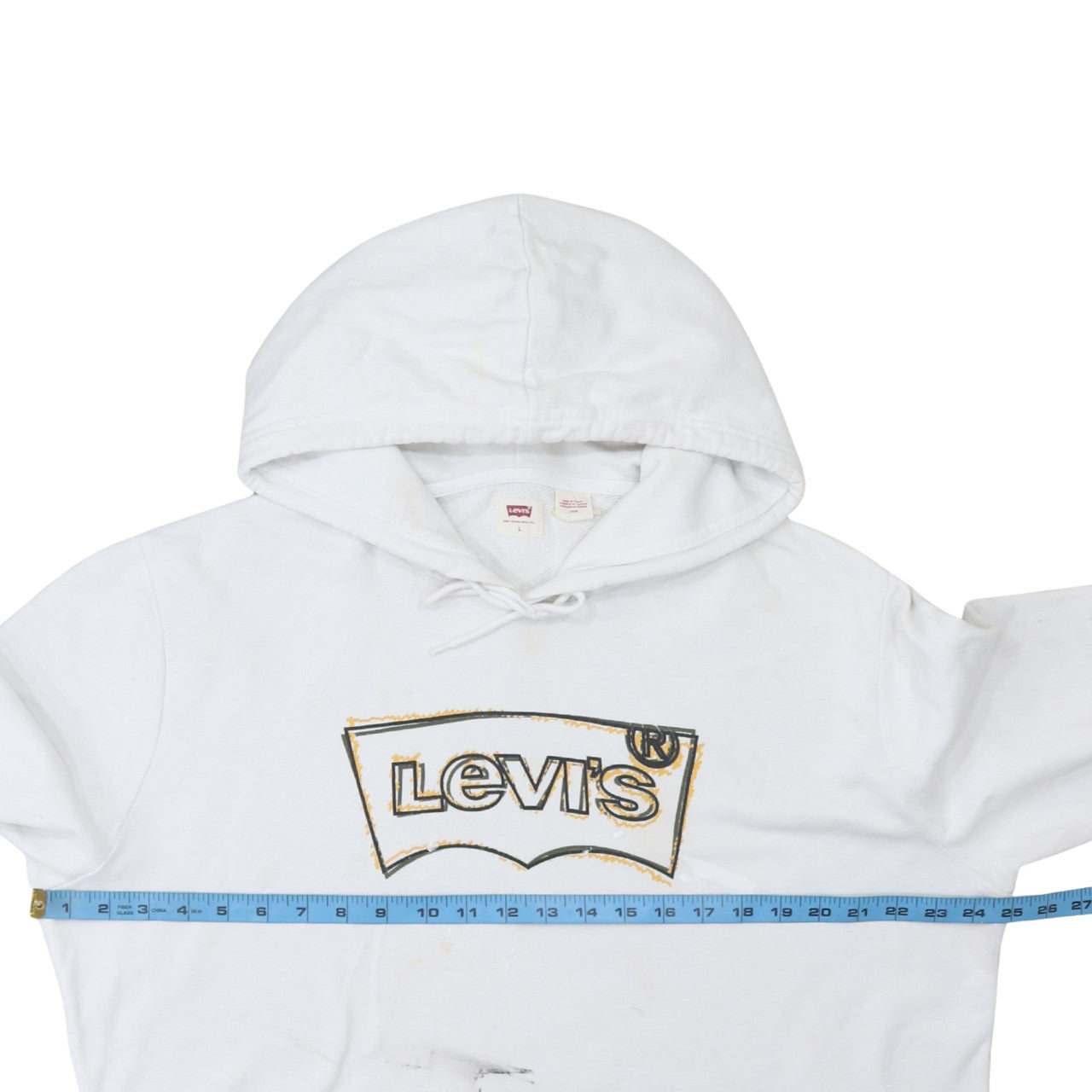 Levi's Men's White Pullover Hoodie L Graphic Logo Cotton