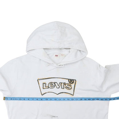 Levi's Men's White Pullover Hoodie L Graphic Logo Cotton