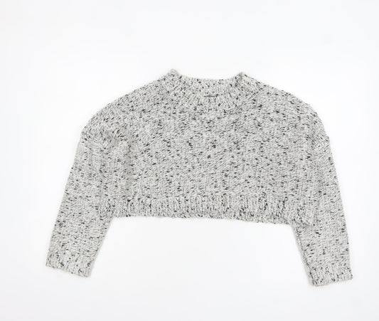 Missguided Womens Grey Chunky Knit Cropped Jumper Size 8