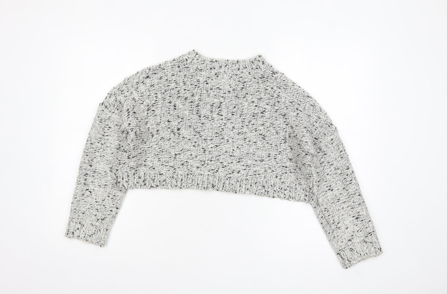 Missguided Womens Grey Chunky Knit Cropped Jumper Size 8