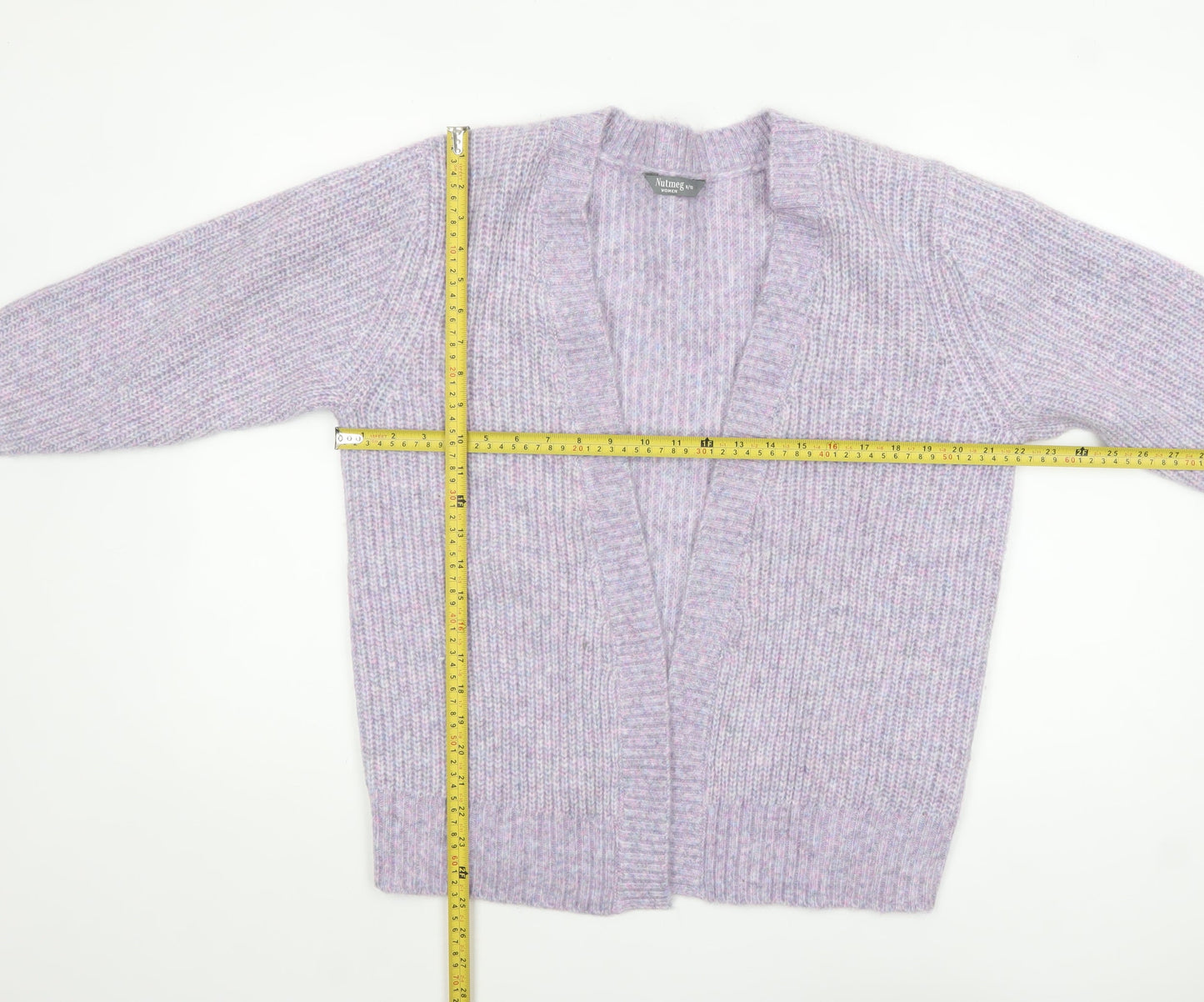 Nutmeg Womens Purple Chunky Knit Open Cardigan Size 8-10