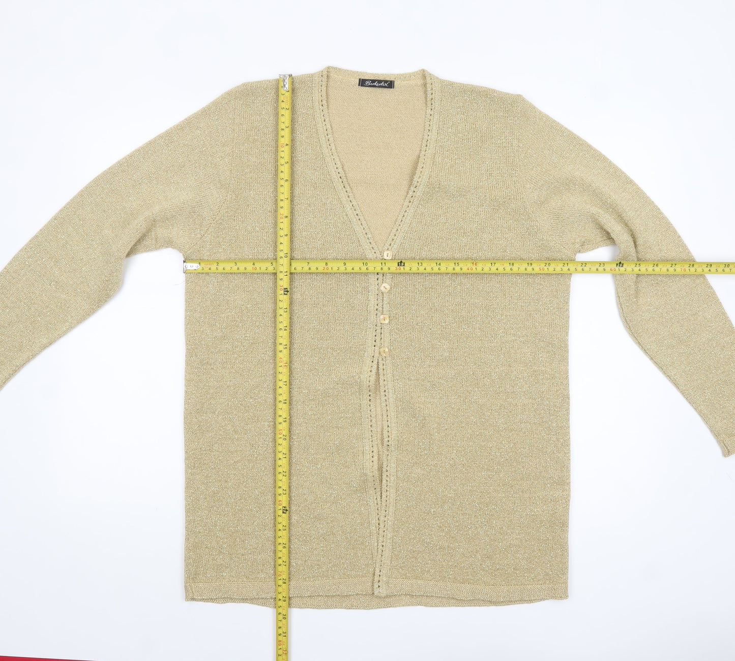 Berkertex Women Gold Long Sleeve V-Neck Cardigan Size 14-16