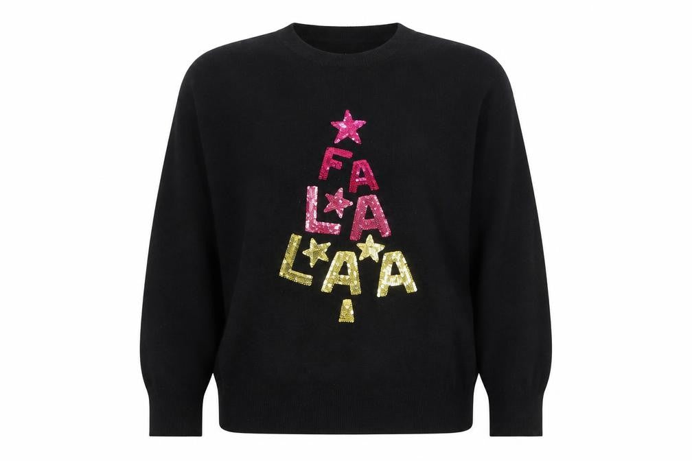 Marks and Spencer Women's Black Sequin Christmas Jumper Size M