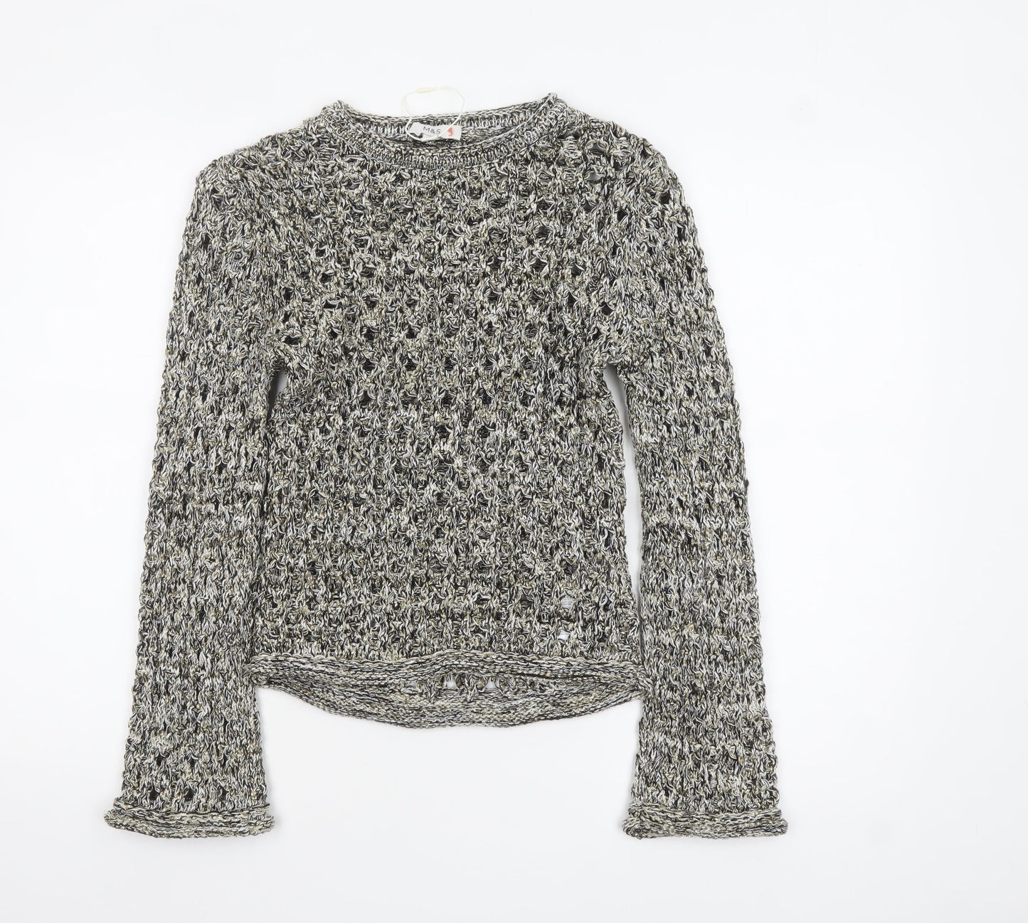 Marks and Spencer Women Grey Open-Knit Long Sleeve Jumper XS