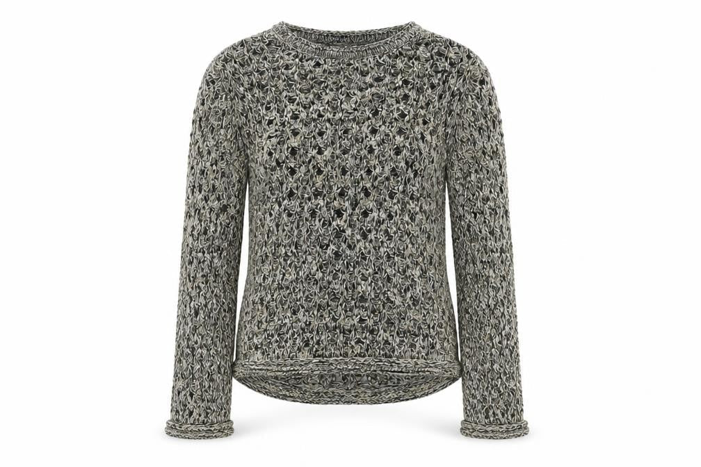 Marks & Spencer Women Grey Open-Knit Long Sleeve Jumper XS