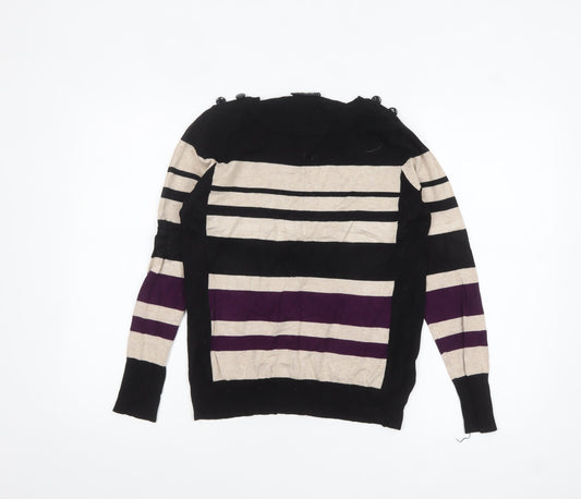 Wallis Women’s Black Stripe Long Sleeve Knit Jumper Size 12