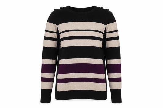 Wallis Women’s Black Stripe Long Sleeve Knit Jumper Size 12