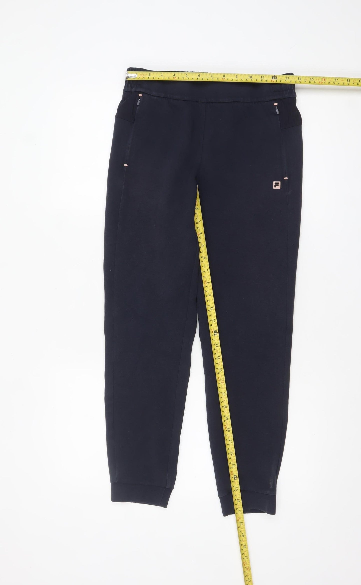 Fila Women's Black Jogger Trousers L Elastic Waist Fleece Sportswear