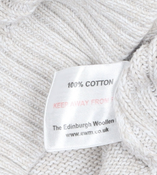 Isle Essentials Women's Beige Cotton Full Zip Cable Knit Jumper Size M 14-16