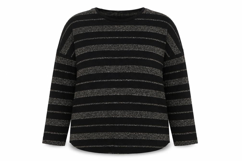 Peacocks Women’s Black Striped Crew Neck Long Sleeve Jumper Size 14