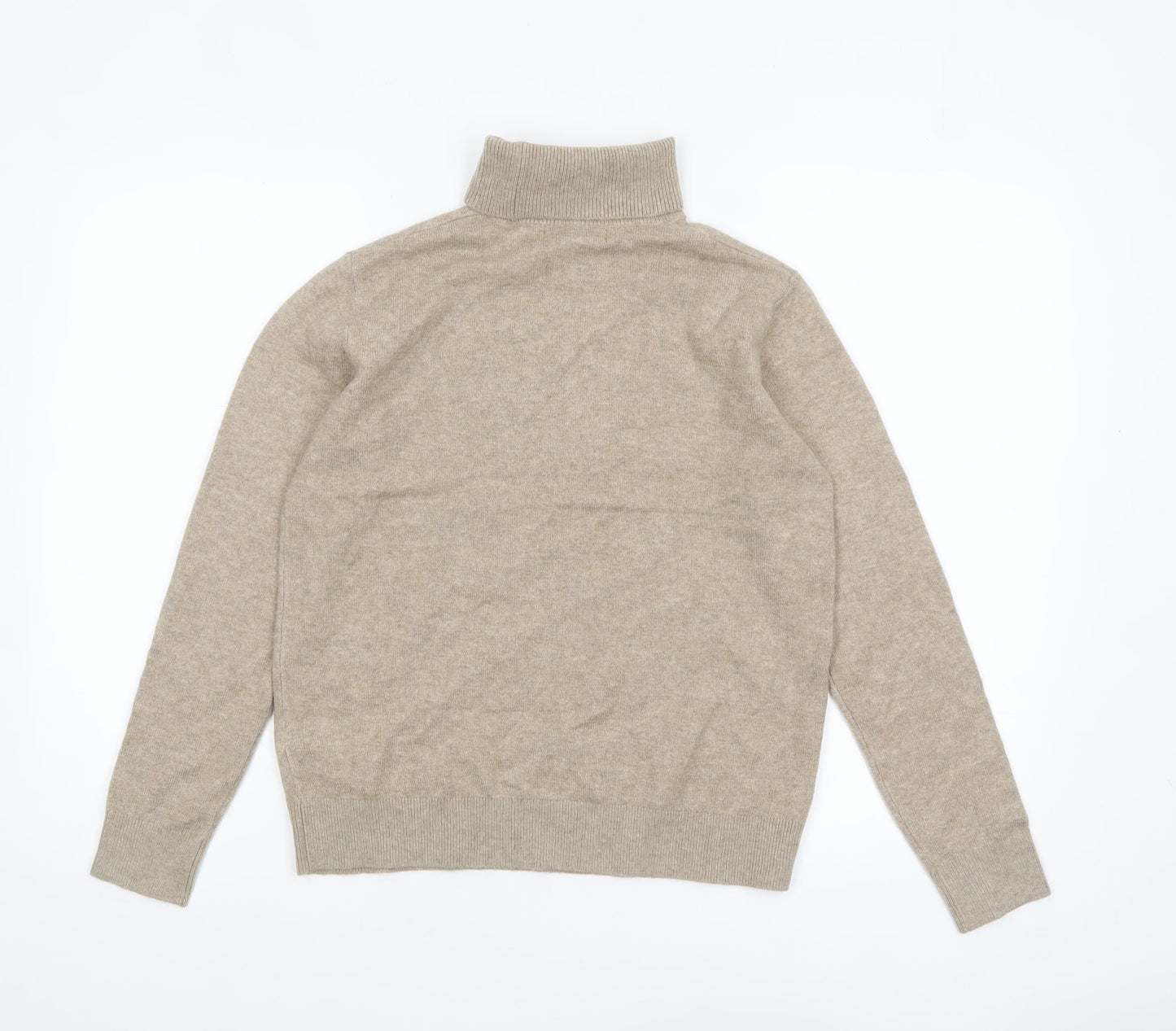 Marks and Spencer Women Beige Roll Neck Jumper XS Wool Blend