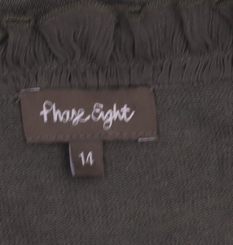 Phase Eight Women Brown Silk Cotton Ruffle Cardigan Size 14