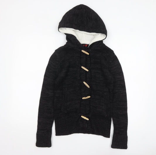Yoki Women’s Black Hooded Knit Cardigan S Long Sleeve Toggle