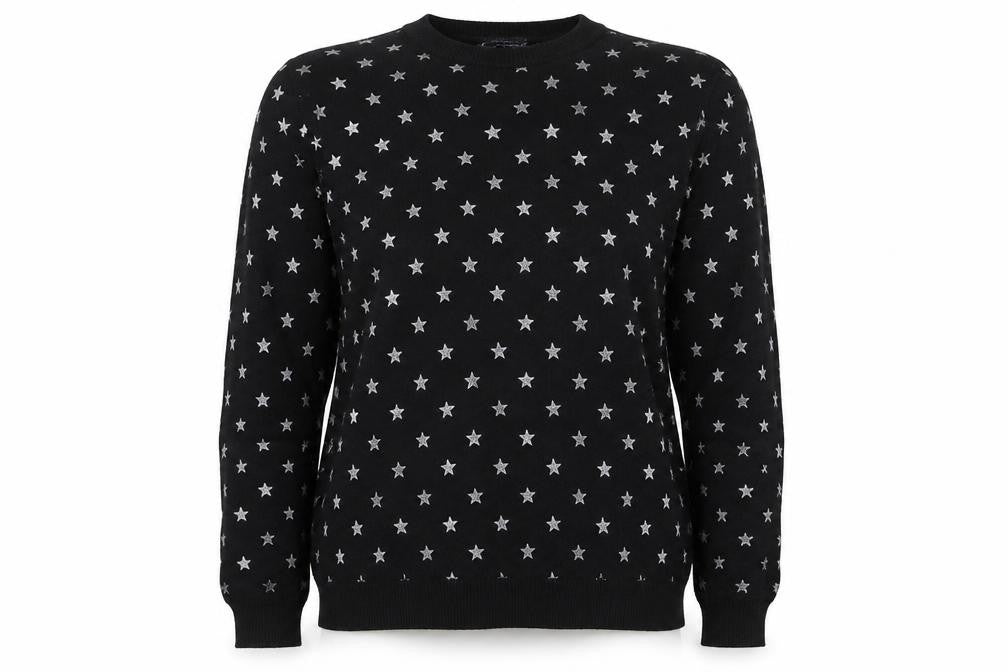 Marks & Spencer Womens Black Star Print Knit Jumper Size 10
