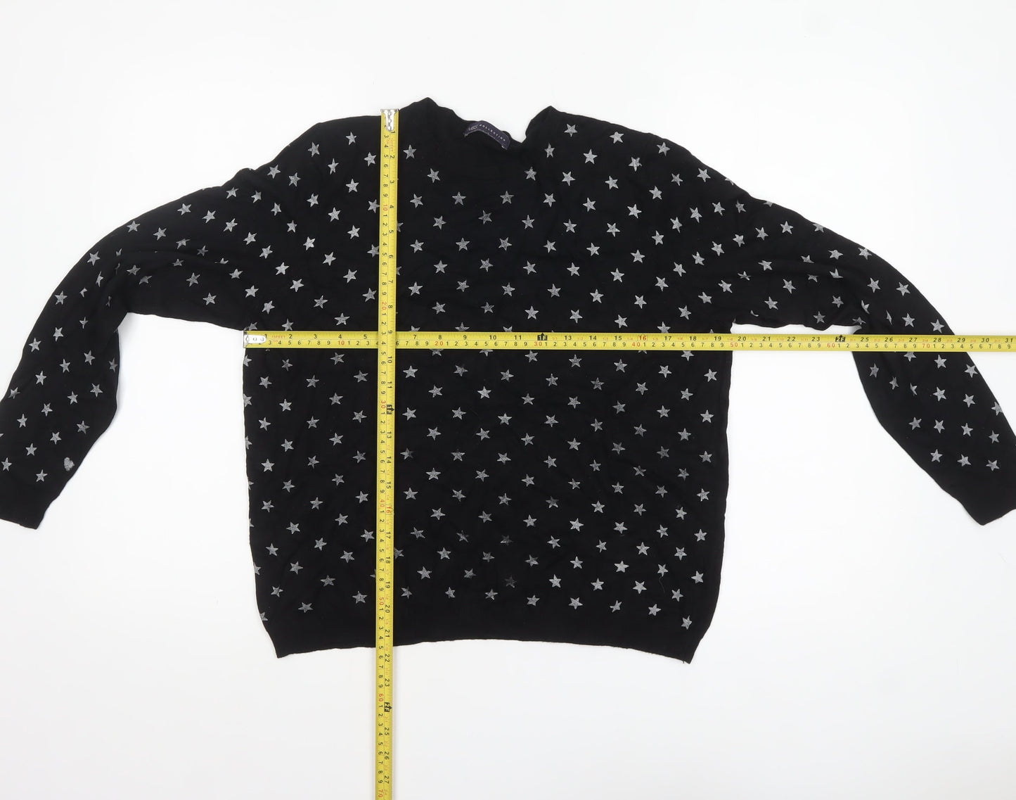 Marks and Spencer Womens Black Star Print Knit Jumper Size 10